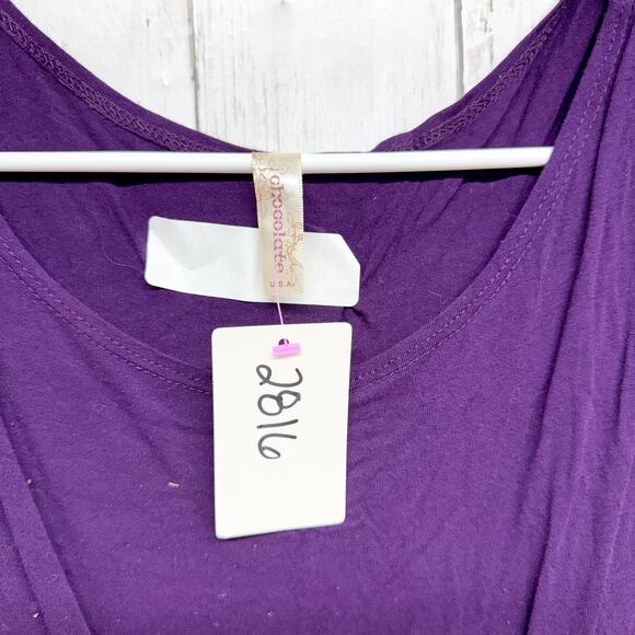 Chocolate Dress Women Chest 29" Small Purple Belted Scoop Neck Short Sleeve Mini - Picture 2 of 4